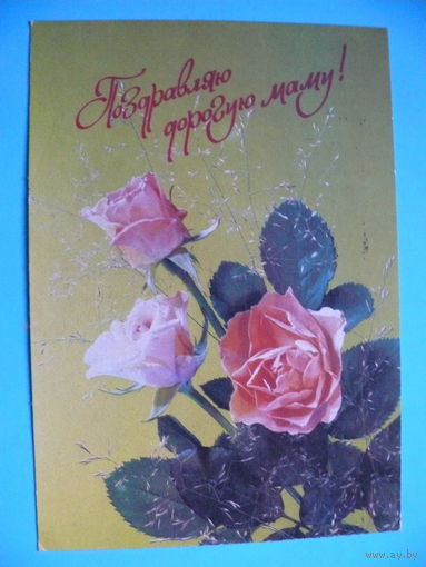 Дергилев И.(фото), Поздравляю дорогую маму! 1991, подписана (штамп).
