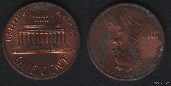 США km201b 1 цент 2000 год (D) (_3 ТОРГ ЛЮБОЙ