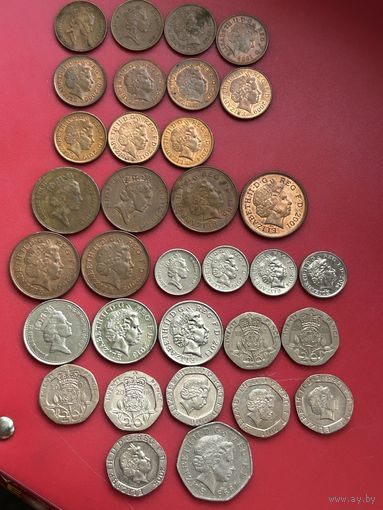 33 монеты Великобритании без повторов