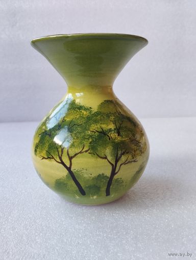 Ваза изумрудные Поля, ручная роспись/керамика. Европа, ХХ век