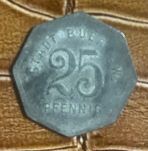 Монета 25 пфеннигов 1918 год. Буер. Веймарская республика.