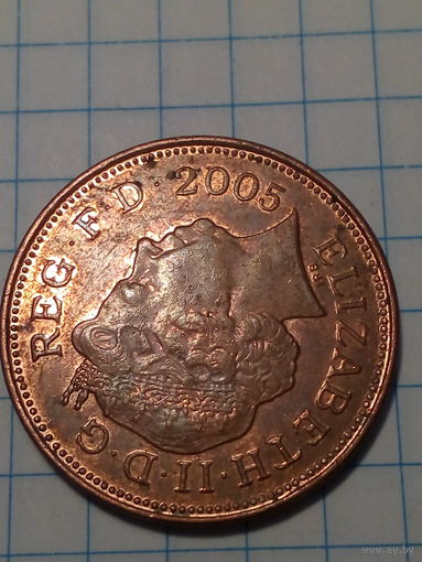 2 пенса Великобритания 2005 год.