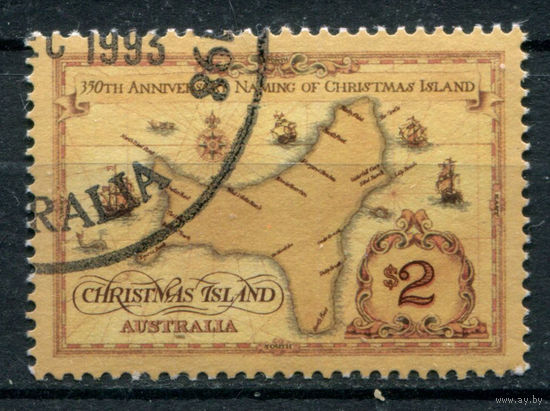 Рождественские острова - 1993г. - карта - 1 марка - полная серия, гашёная [Mi 391]. #3-WB-93-KS-4