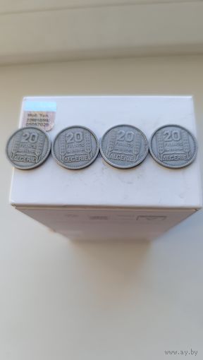 20 франков Алжир 1949 года. Лот состоит из 4-х монет.Монеты не чищены. 1422