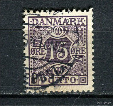 Дания - 1937/1954 - Цифры 15 О. Portomarken - [Mi.35p a] - 1 марка. Гашеная.  (Лот 31CW)