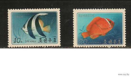 КНДР-1986(Мих.2726-2727) , **  , Морская  Фауна , Рыбы, (полная серия)
