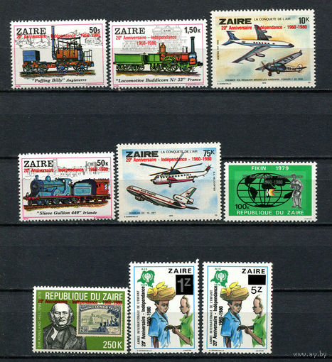 Конго (Заир) - 1980 - 20-летие Независимости. Надпечатка 20e Anniversaire Independance - 1960-1980 - [Mi. 694-702] - полная серия - 9 марок. MNH.  (Лот 149BV)