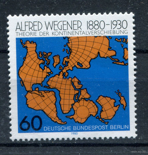 Берлин - 1980г. - 100 лет с Дня Рождения Альберта Вегенера, немецкого геофизика и метеоролога - полная серия, MNH с отпечатком [Mi 616] - 1 марка