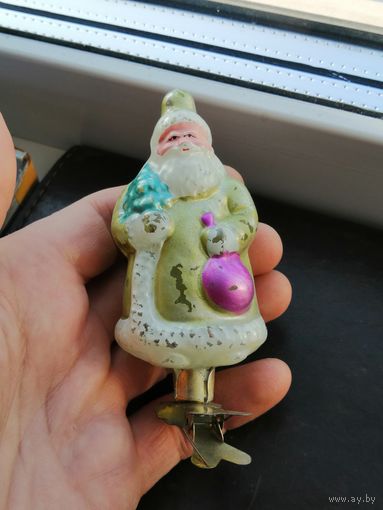 Елочная игрушка дед мороз стекло