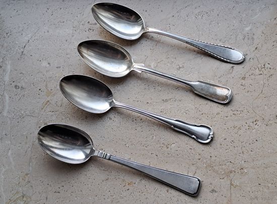 Ложка столовая посеребренная клеймо Германия ХХ век 4 штуки.