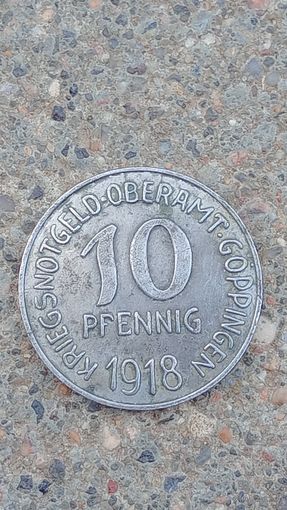 Германия нотгельд 10 пфеннигов 1910 город Гоппинген
