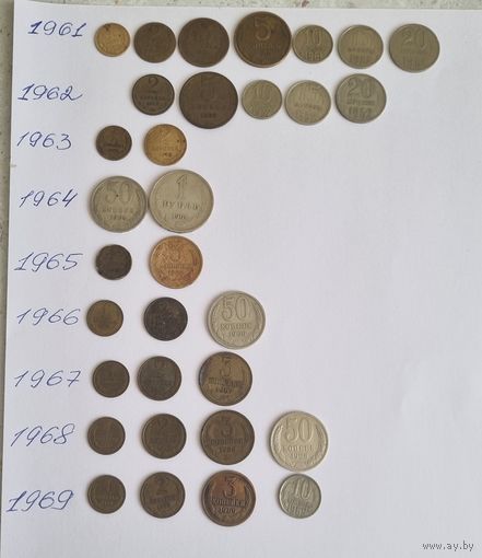 Коллекция монет СССР 1961-91  годы.