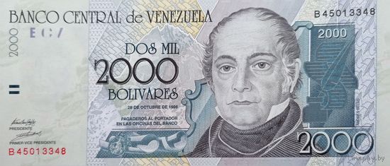 Werty71 Венесуэла 2000 боливаров 1998 UNC банкнота