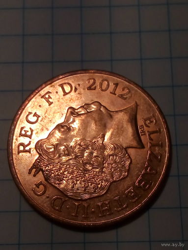 2 пенса Великобритания 2012 год.