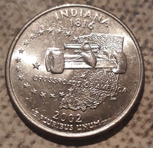 25 центов (квотер) 2002 D США Индиана