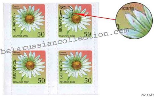 Разновидность почтовой марки "Шестой стандартный выпуск. Ромашка"