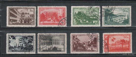 СССР-1939, (Заг.613-620)  гаш. (7 м - с клеем),  Курорты СССР(4)