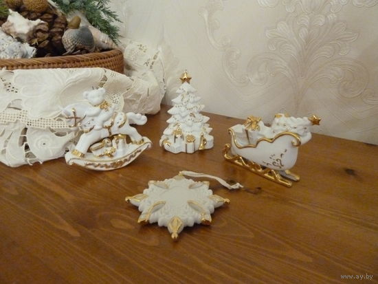 Новогодний орнамент 4шт. Фарфор "Снежная Сказка"