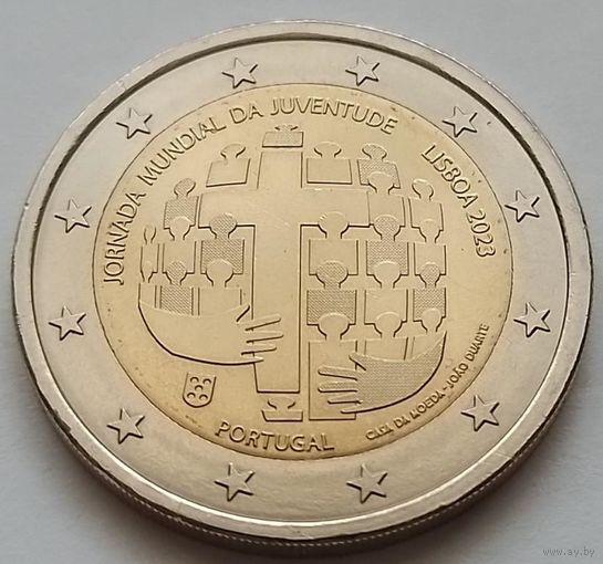 2 евро 2023 Португалия Всемирный день молодежи в Лиссабоне UNC из ролла