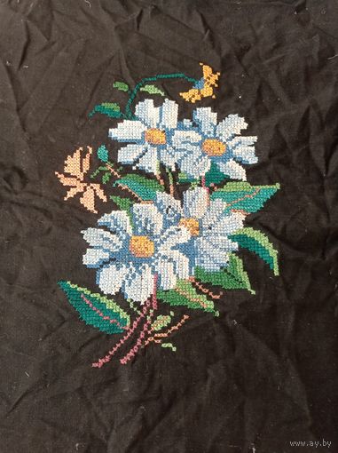Вышивка СССР, цветы, вышитая картина СССР
