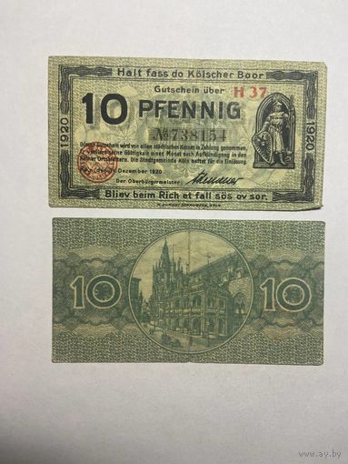 10 пфенингов (нотгельды) г. Германия.-1012