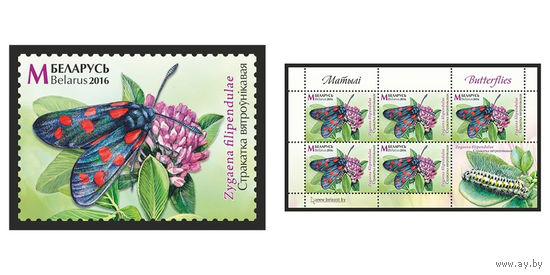 2016 БЕЛАРУСЬ  марка или малый лист "Пестрянка таволговая" MNH