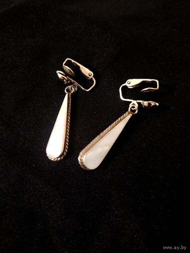 Серьги клипсы Мексика перламутр