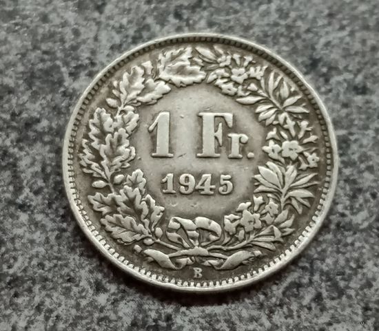Швейцария 1 франк 1945 год серебро