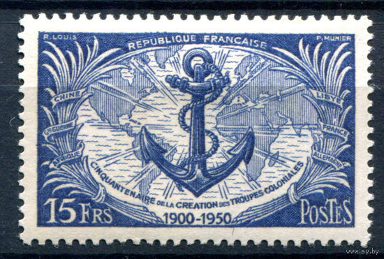Франция - 1951г. - пятидесятилетие создания колониальных войск - 1 марка - полная серия, MH [Mi 907]. #2-Fr-57-A-2