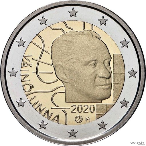 2 евро 2020 Финляндия 100 лет со дня рождения Вяйнё Линна UNC из ролла