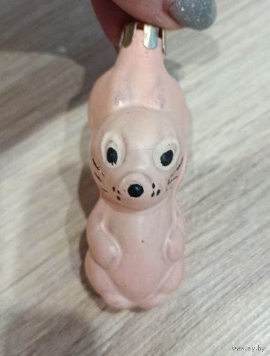 Елочные игрушки стекло, мышка из набора Репка