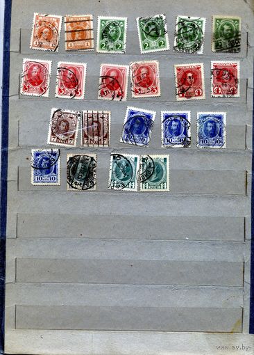 РОССИЯ(ЦР),1913, 300 лет ДИНАСТИИ РОМАНОВЫХ   СБОРКА 21м  по 70 коп шт  гашеная