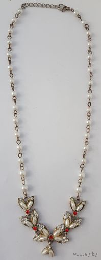 Колье, бусы, бусины шарики. Длина 45 см. Кулон длина 1,3 см