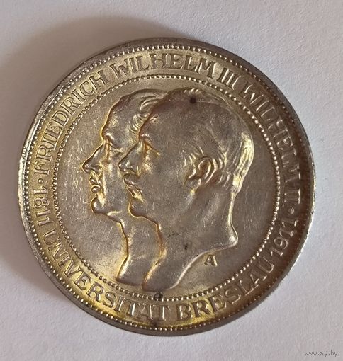 3 марки 1911 университет Бреслау Пруссия штемпельный блеск