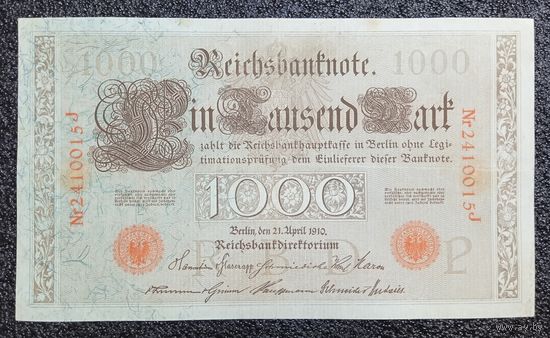 1000 марок Германия 1910 г. (Nr литера J)