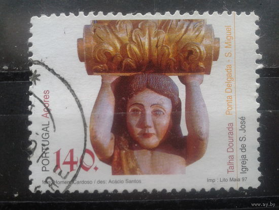 Азоры, Португалия, 1997. Позолоченная резьба по дереву, Атлантида, 18 век