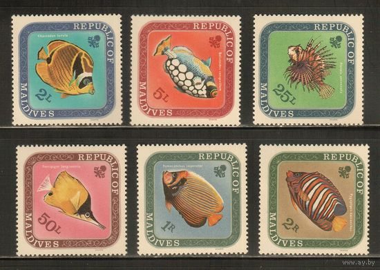 Мальдивы-1970(Мих.313-318) , **  , Морская  Фауна , Рыбы (полная серия)