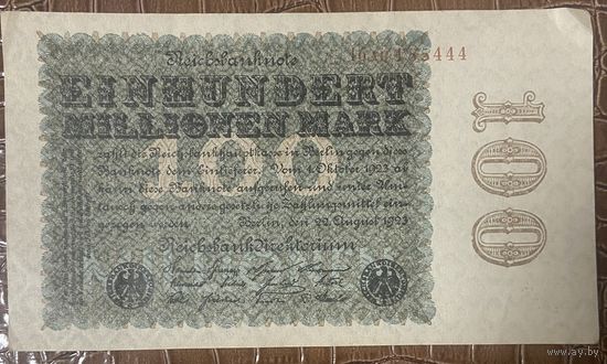 Банкнота 100 миллионов марок 1923 год. Веймарская республика.