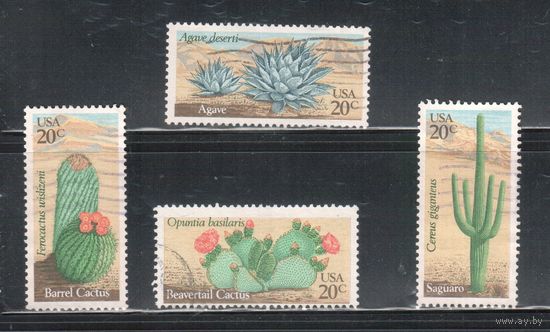 США-1981, (Мих.1517-1520) ,  гаш.  ,Флора, Кактусы(полная серия)