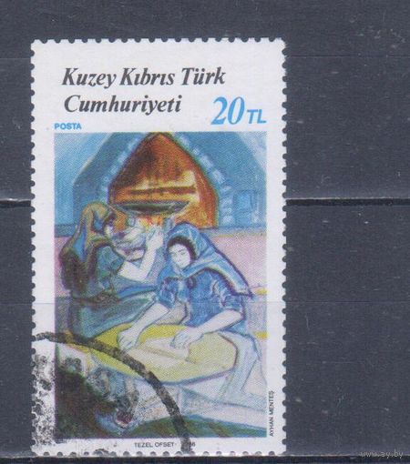 [1056] Турецкий Кипр 1988. Культура и быт.Выпечка хлеба.Одежда.Костюмы. Гашеная марка.