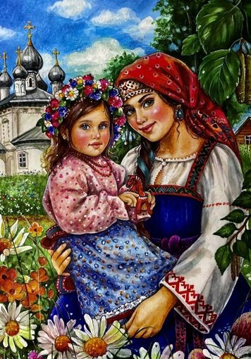 Открытка чистая 10х15 см. Художница Елена Буторина. Ромашки.