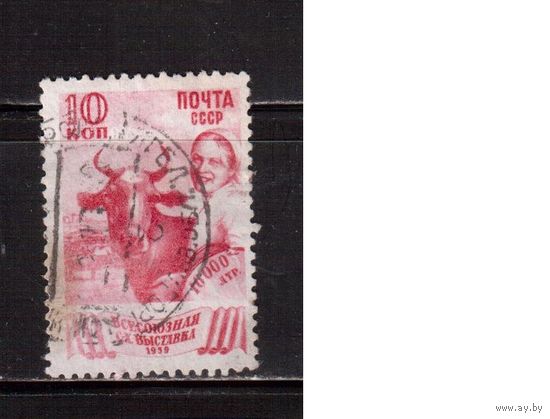 СССР-1939, (Заг.591(2)А),  гаш. ,  растр ВР, перф.греб., Сельхозвыставка