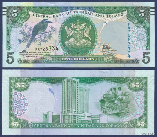 Тринидад и Тобаго, 5 долларов 2006 г., P-47c (FR, синешапочный момот), UNC