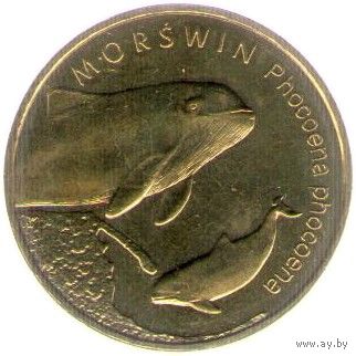 Польша 2 злотых, 2004 Морская свинья UNC