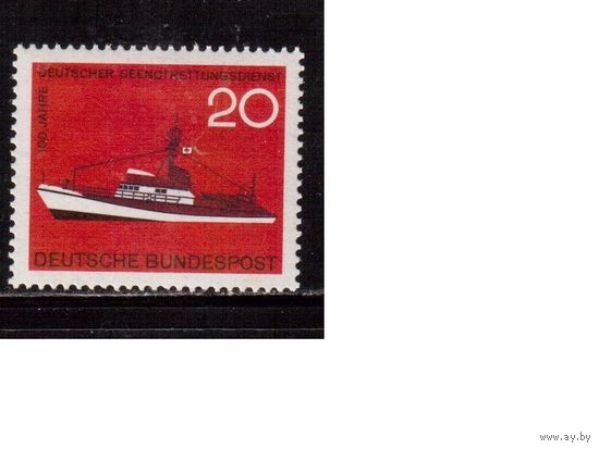 Германия(ФРГ)-1965,(Мих.478), **,  Флот, Корабль