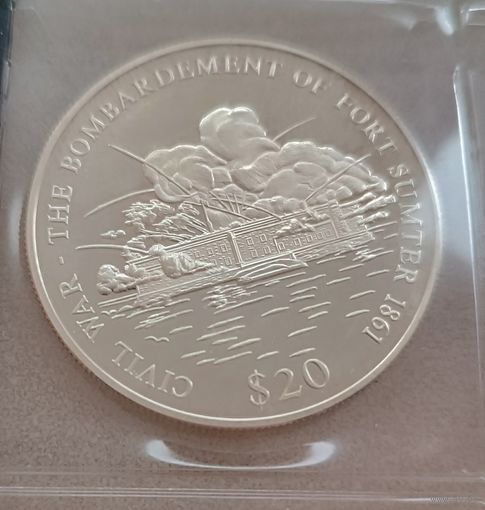 Либерия.20долларов 2000г.Гражданская война в США - Сражение за форт Самтер.