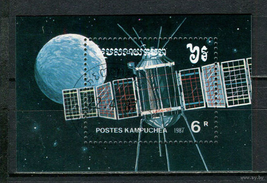 Камбоджа - 1987 - Космос - [Mi. bl. 152] - 1 блок. Гашеный.  (Лот 11HX)-TG3P35