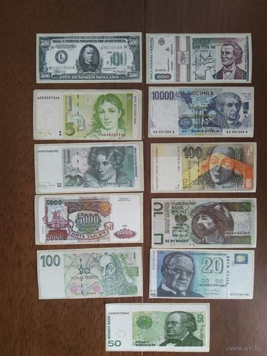 Вкладыши Наклейки Банкноты. Деньги мира Цена за один-2р