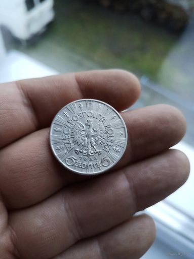 5 ЗЛОТЫХ 1935г серебро