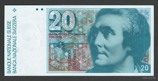 Швейцария 20 франков 1992 года. Тип P-55j(2). Состояние UNC!